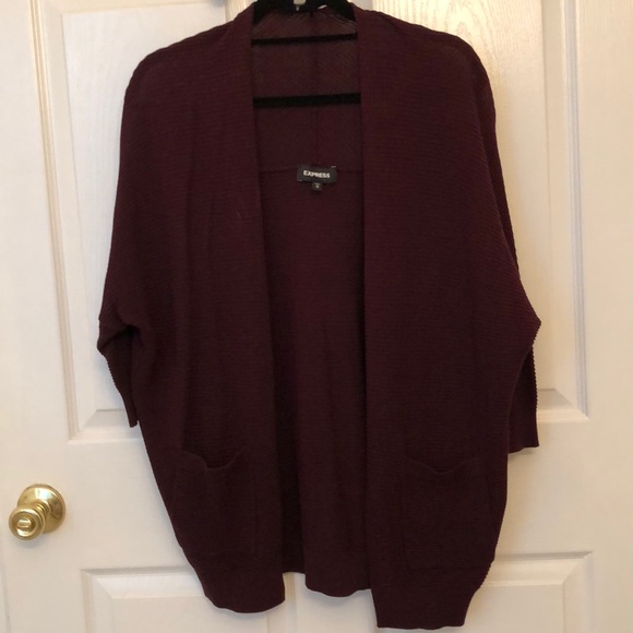 Express burgundy cocoon cardigan - Picture 2 of 6